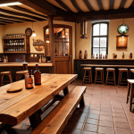 A cozy Dutch brewery interior, featuring wooden tables, copper brewing equipment, and patrons enjoying a variety of local beers. Focus on the warm and inviting atmosphere.