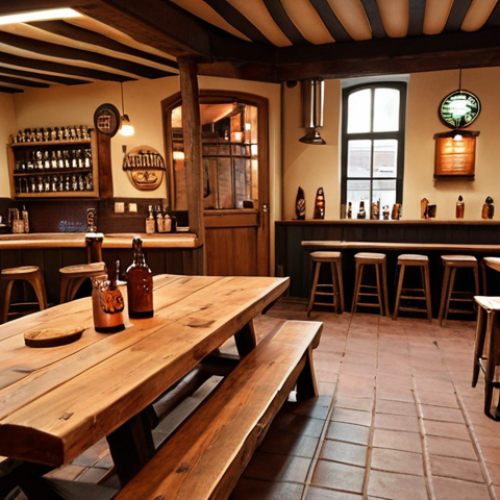 Home 11 A cozy Dutch brewery interior, featuring wooden tables, copper brewing equipment, and patrons enjoying a variety of local beers. Focus on the warm and inviting atmosphere.