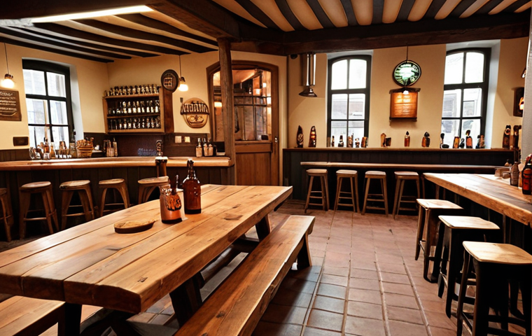 A cozy Dutch brewery interior, featuring wooden tables, copper brewing equipment, and patrons enjoying a variety of local beers. Focus on the warm and inviting atmosphere.